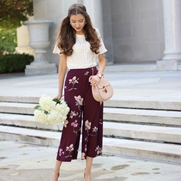 LC Lauren Conrad Pants - Lauren Conrad Runway Floral gaucho Cropped pants 8